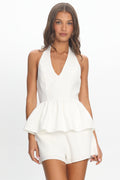 Molly Halter Peplum Top White