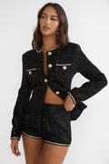 Kyomi Gold Button Tweed Jacket Black Gold
