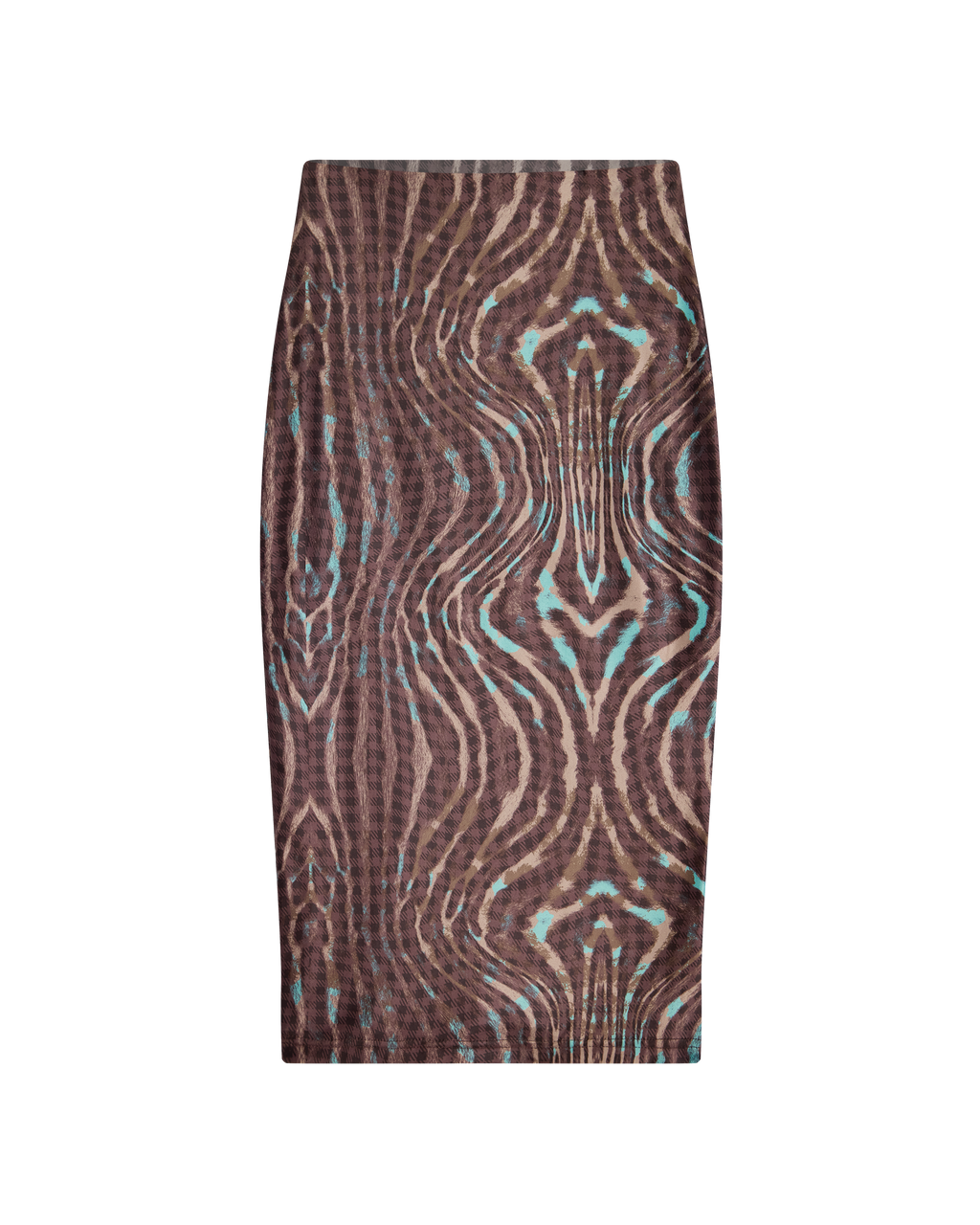GISELLE STRETCH MIDI TUBE SKIRT - WARPED CHECK