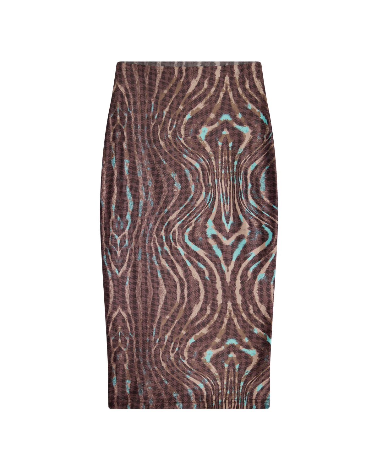 GISELLE STRETCH MIDI TUBE SKIRT - WARPED CHECK