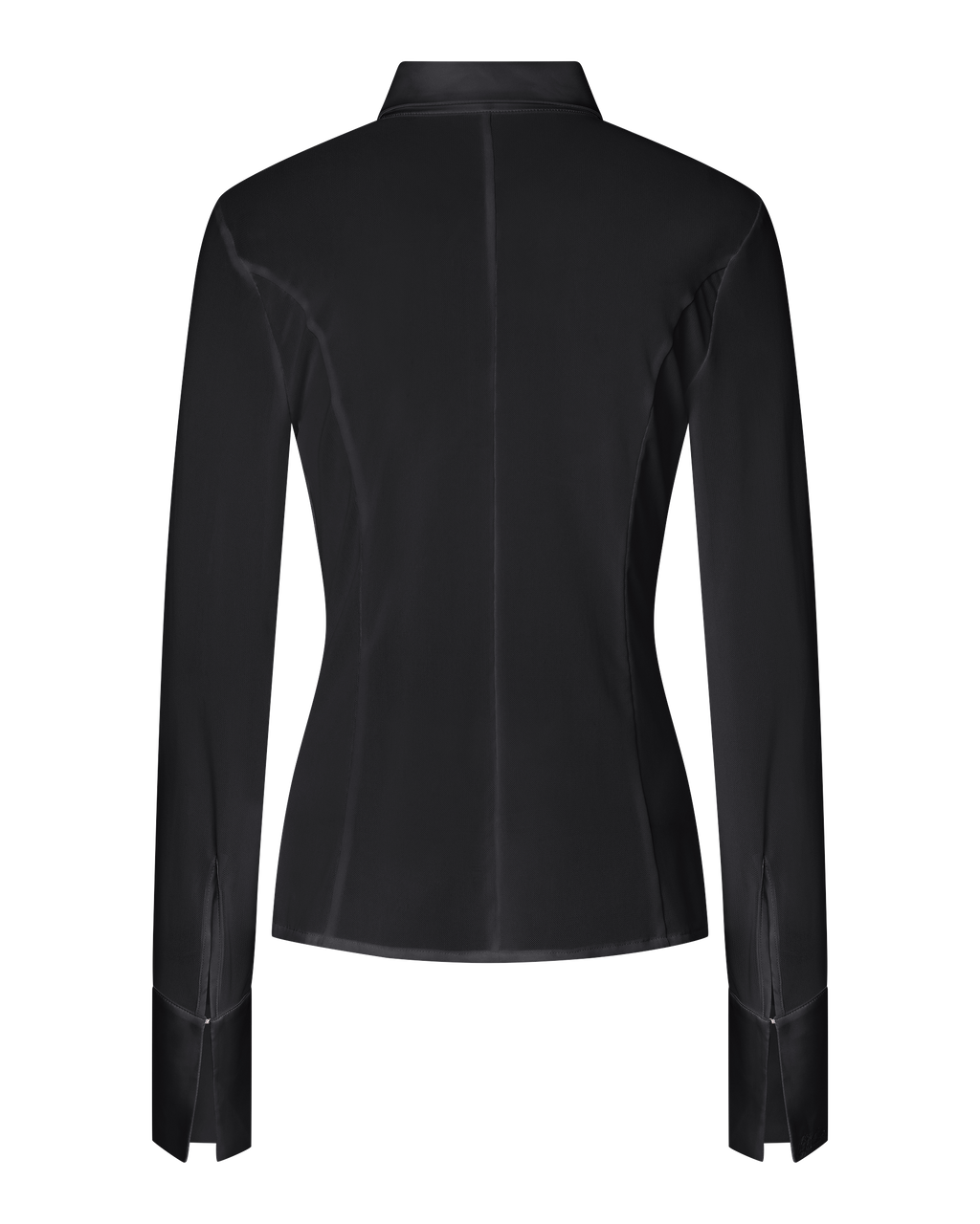 SOLANGE MESH LONG SLEEVE BUTTON UP SHIRT - BLACK