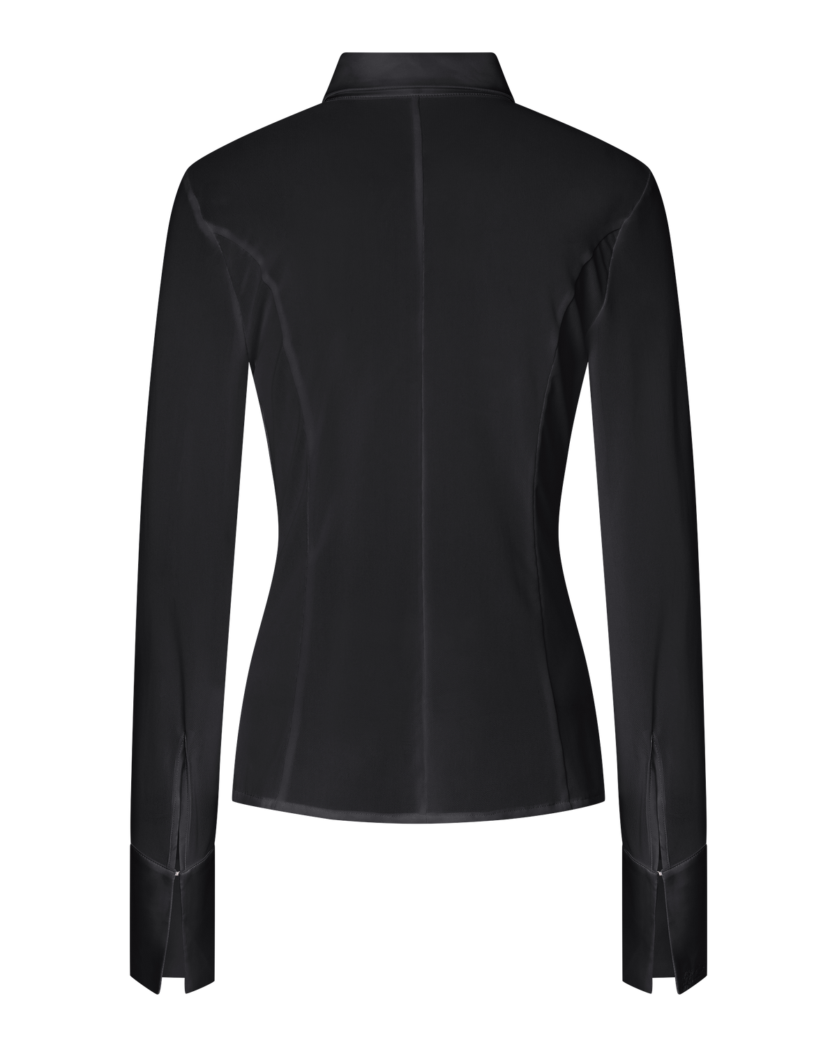 SOLANGE MESH LONG SLEEVE BUTTON UP SHIRT - BLACK