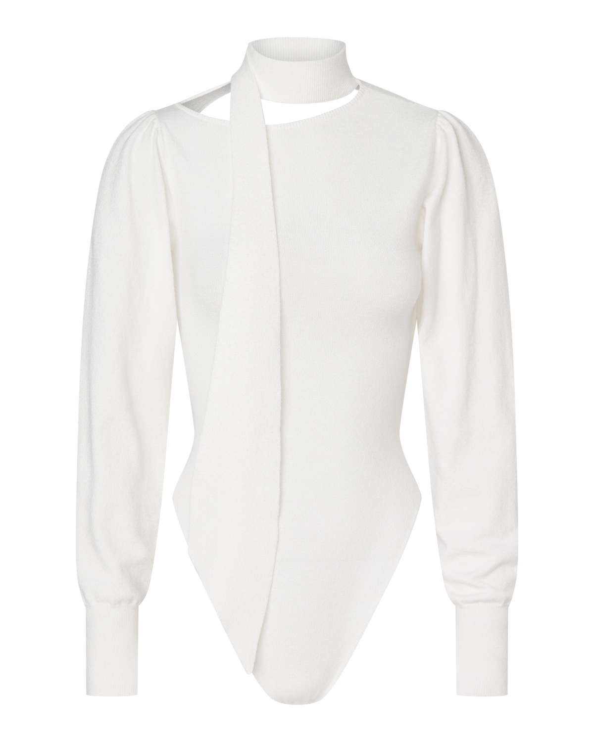 VIVIENNE LONG SLEEVE KNIT BODYSUIT - WHITE