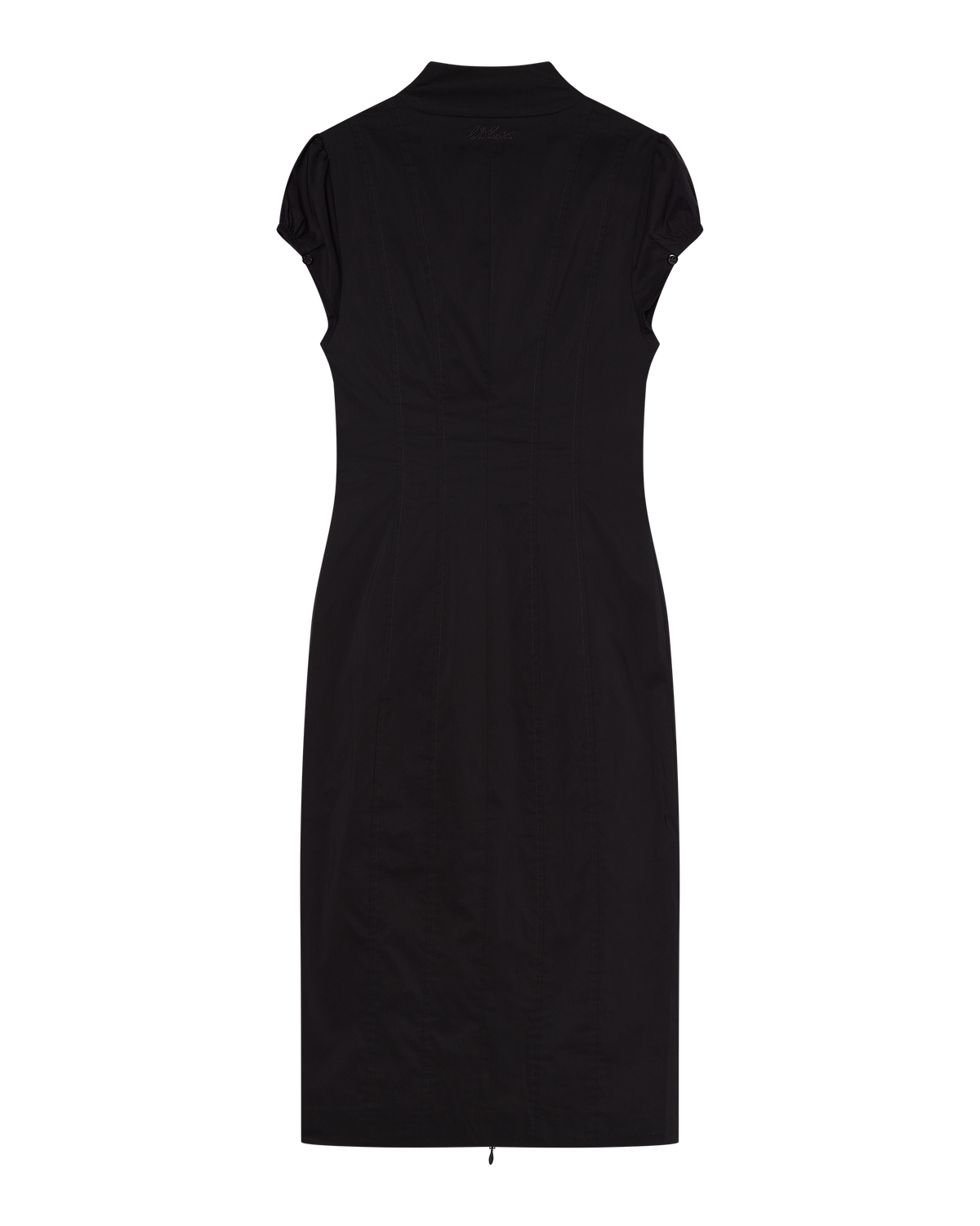 COLETTE PANELLED PUFF SLEEVE MIDI DRESS - BLACK