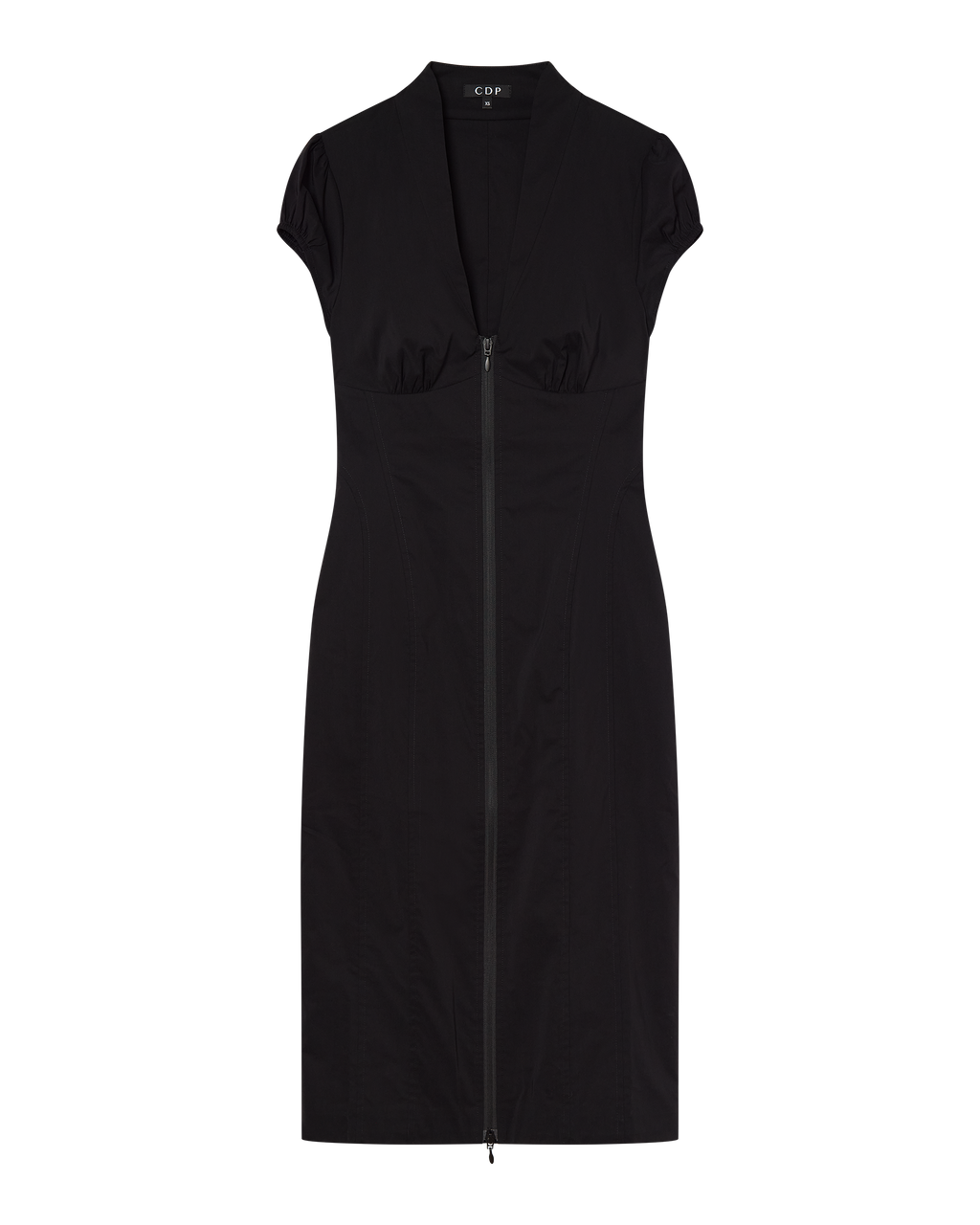 COLETTE PANELLED PUFF SLEEVE MIDI DRESS - BLACK