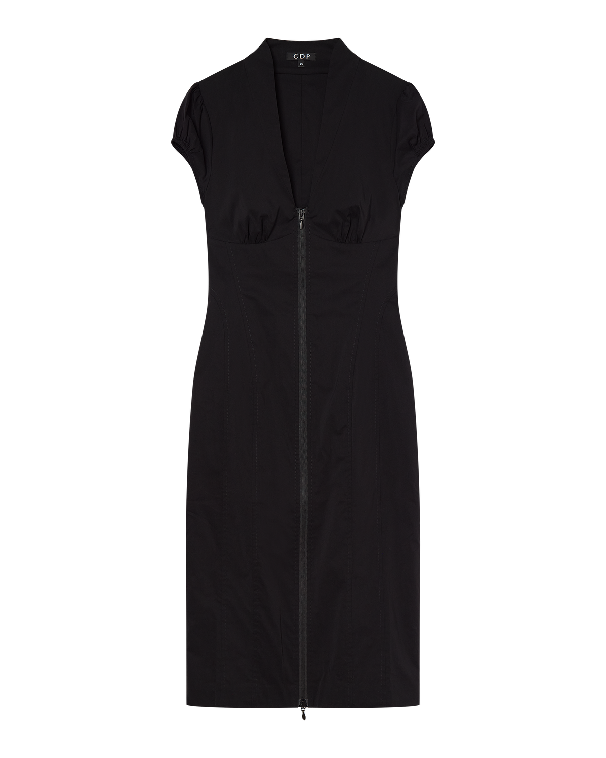 COLETTE PANELLED PUFF SLEEVE MIDI DRESS - BLACK
