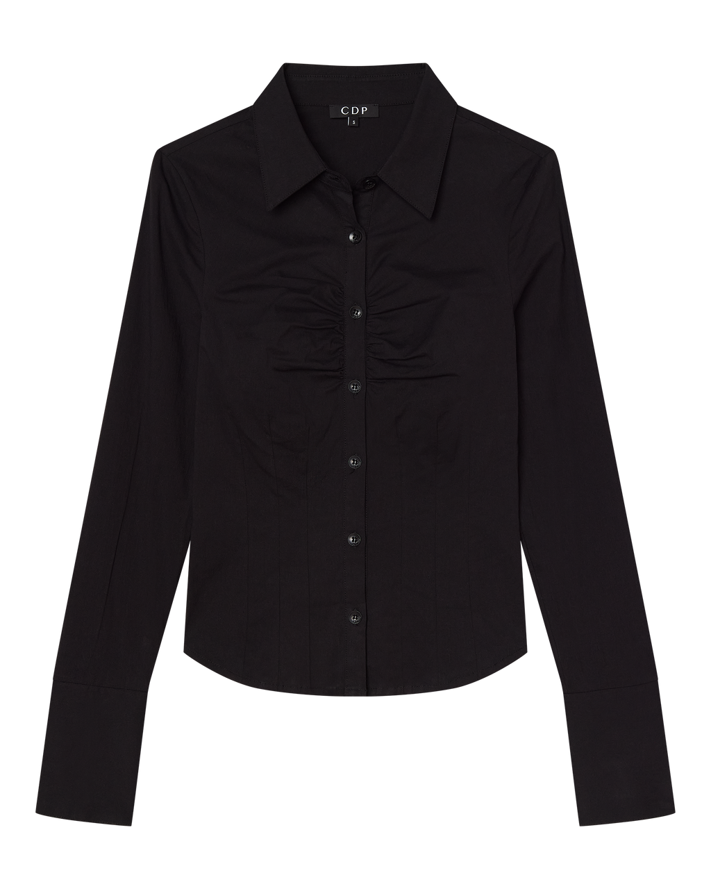 ZOE LONG SLEEVE COTTON BUTTON UP SHIRT - BLACK