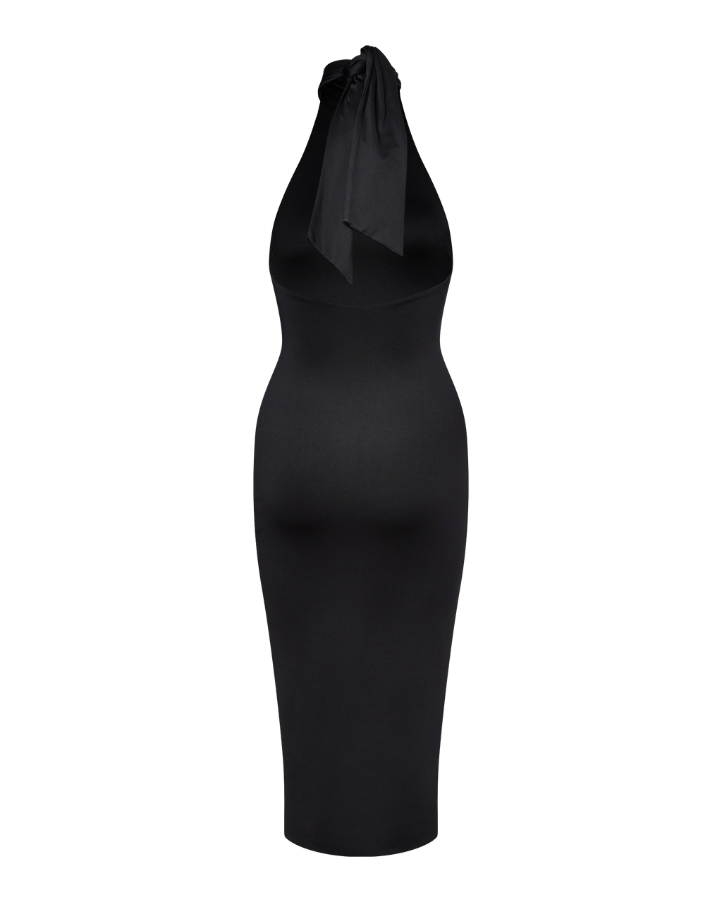 CLEO HALTER TIE MIDI DRESS - BLACK