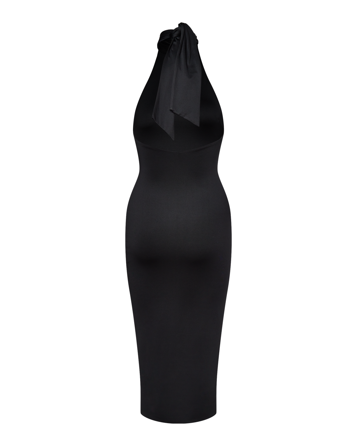 CLEO HALTER TIE MIDI DRESS - BLACK
