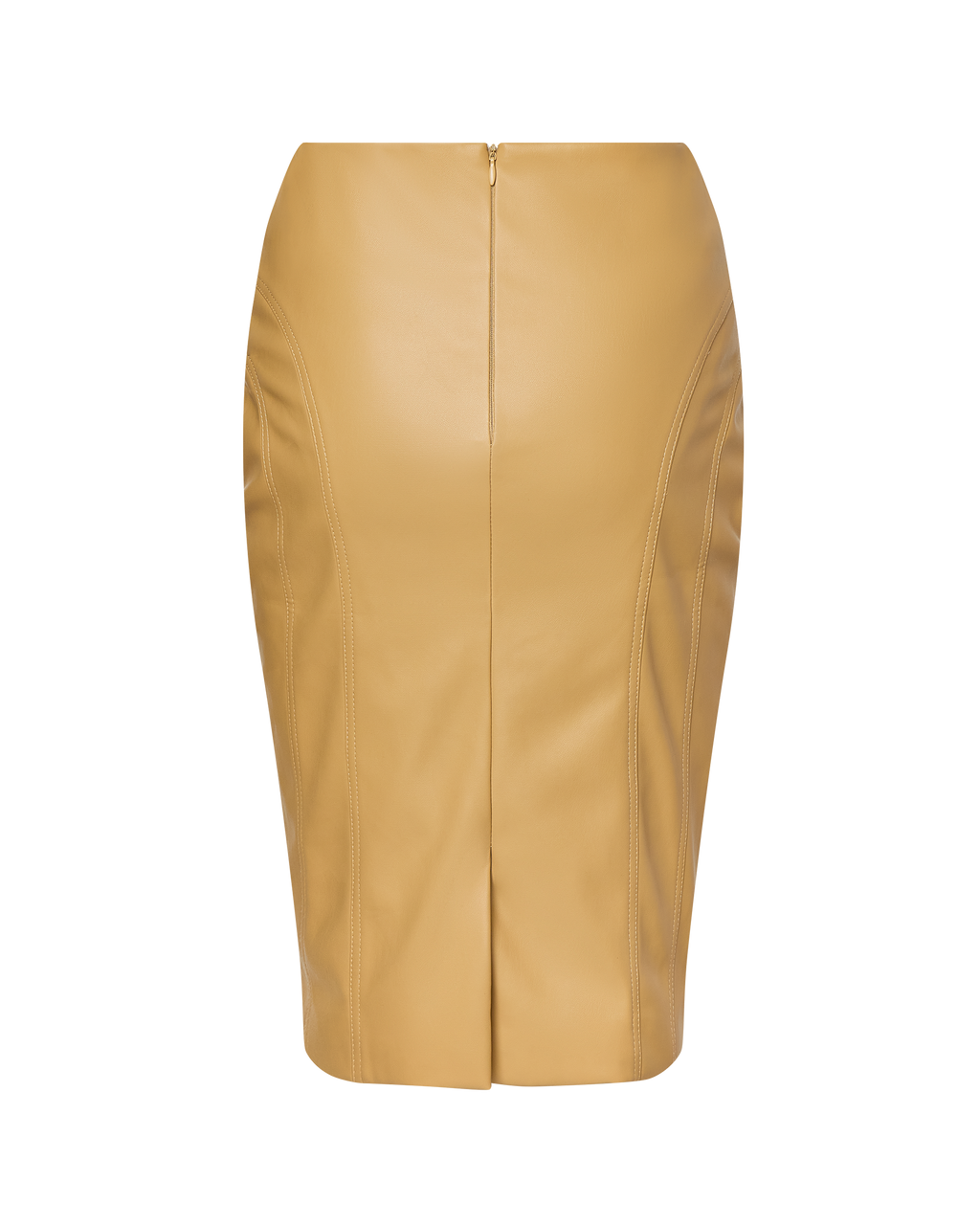 INES FAUX LEATHER PENCIL SKIRT - TAN