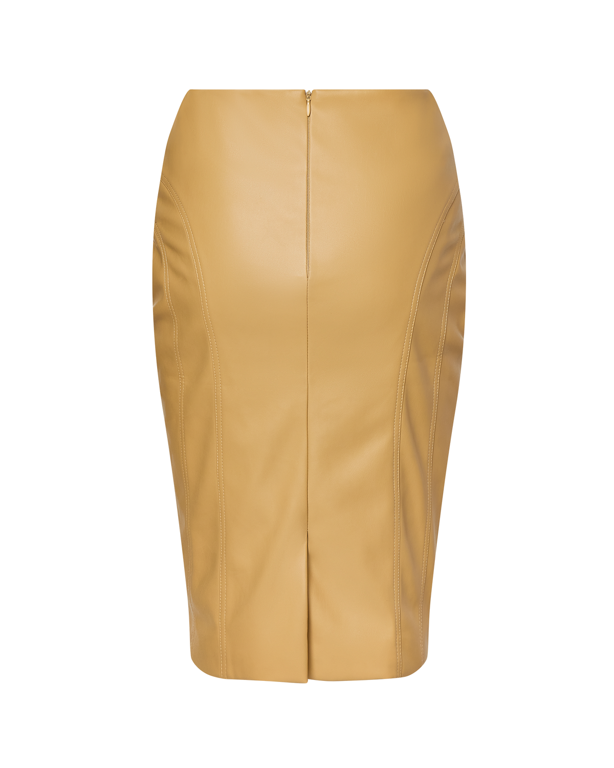 INES FAUX LEATHER PENCIL SKIRT - TAN