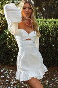 Catch Feelings Sweetheart Neckline Dot Trim Dress White