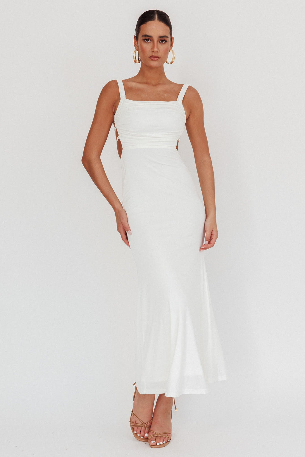 Dream Crush Lace-Up Back Maxi Dress White
