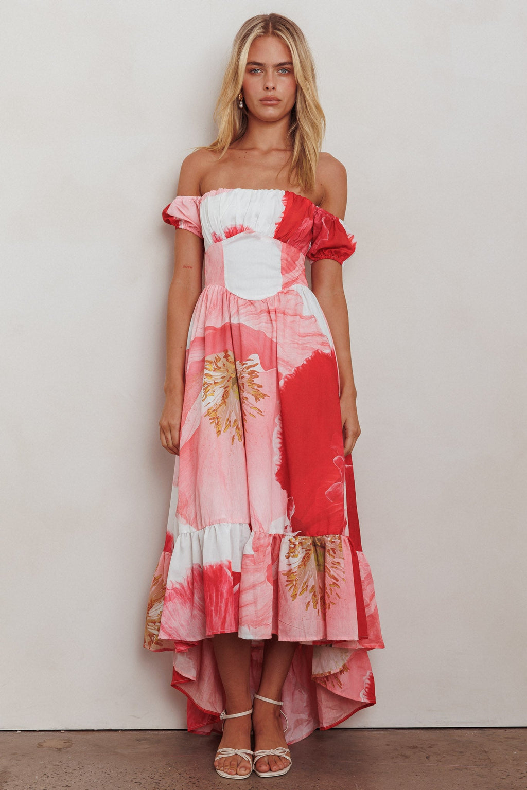 Sunday Mornings Ruched Bust Maxi Dress Floral Blush