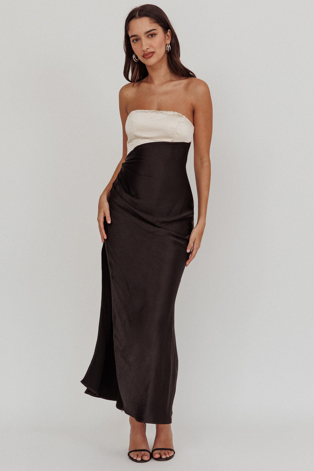 Kamillia Strapless Split Maxi Dress Black