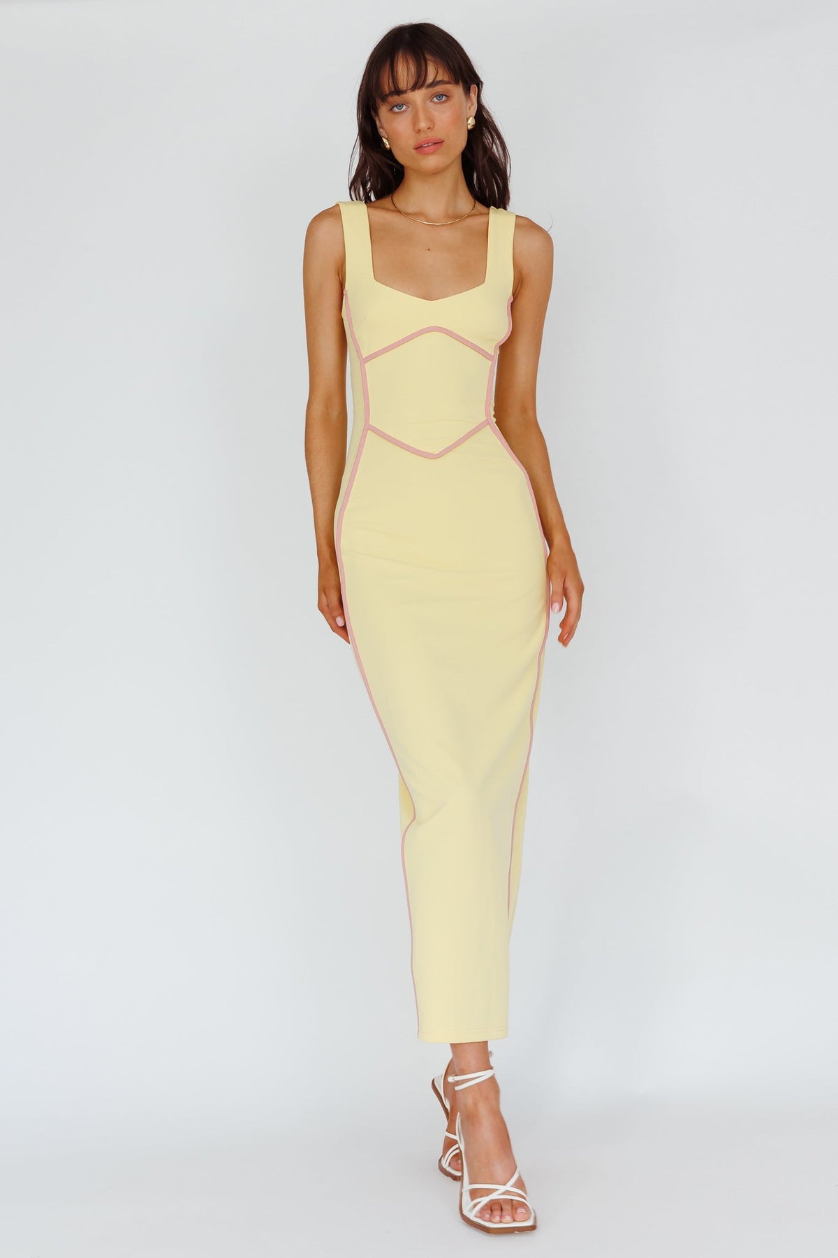 Shenae Piping Trim Maxi Dress Lemon