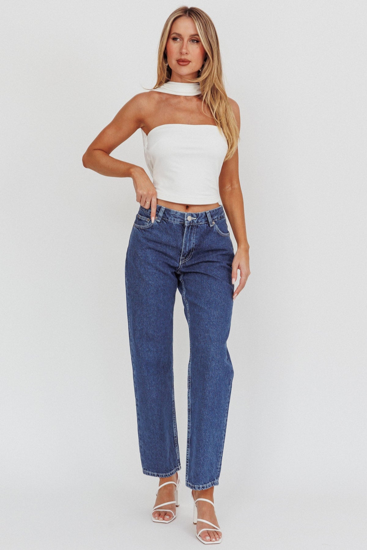 Damsel Reverse Halter Neck Top White