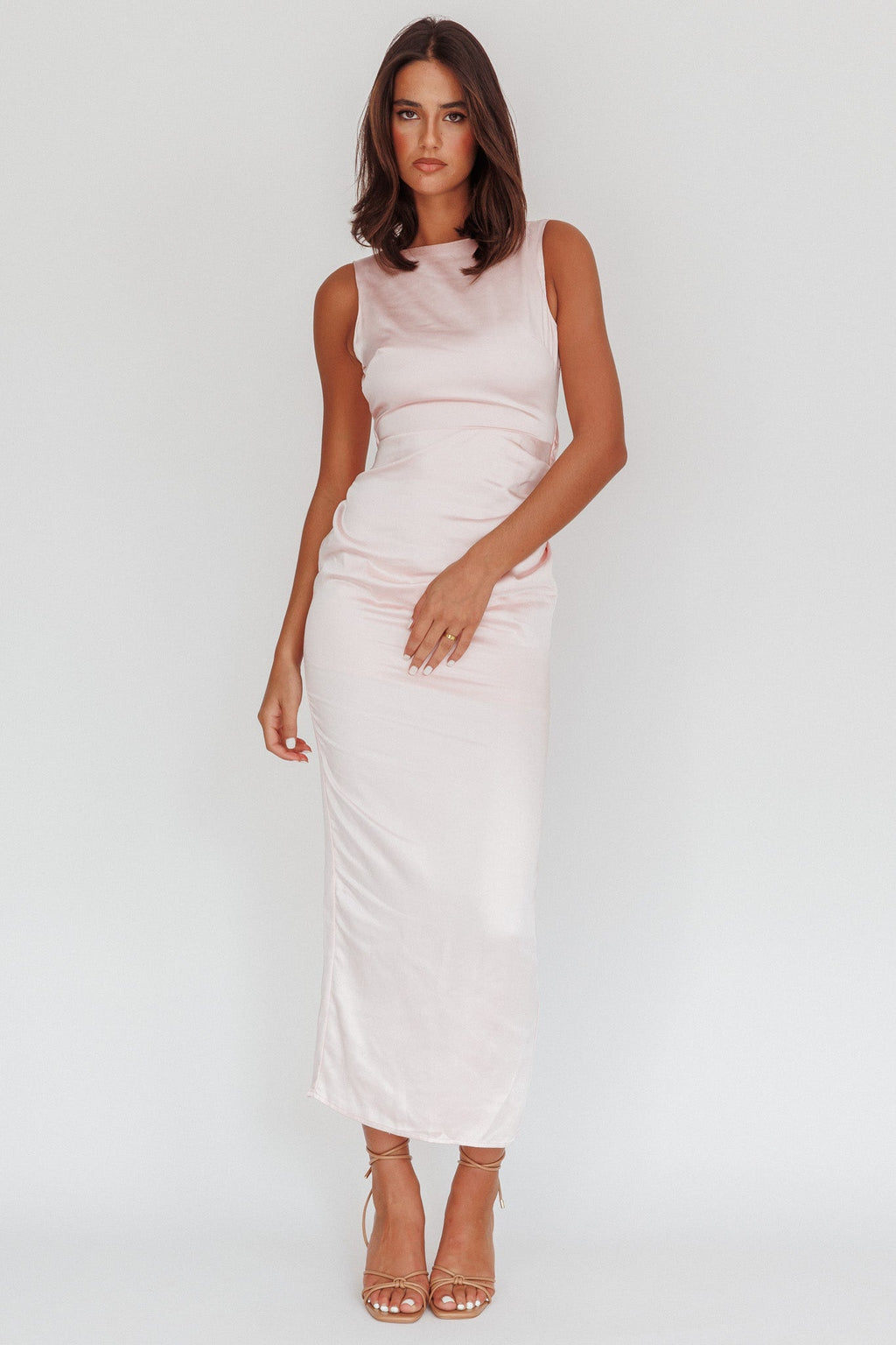 Leila Boat Neck Midi Dress Pink