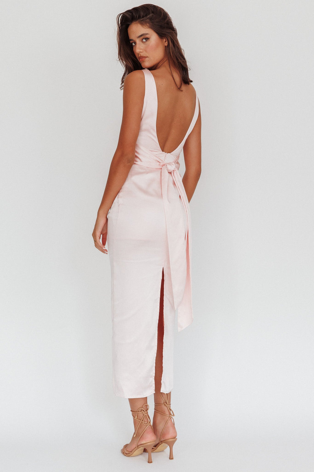 Leila Boat Neck Midi Dress Pink