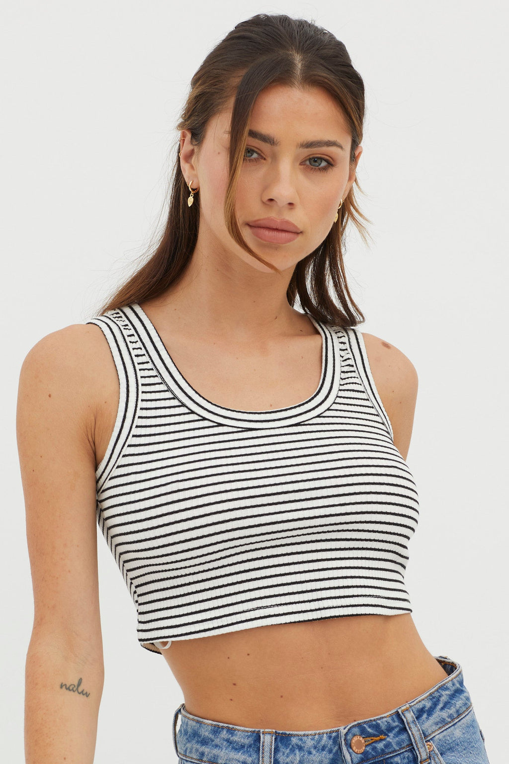 In Sync Scoop Neck Crop Top White Base