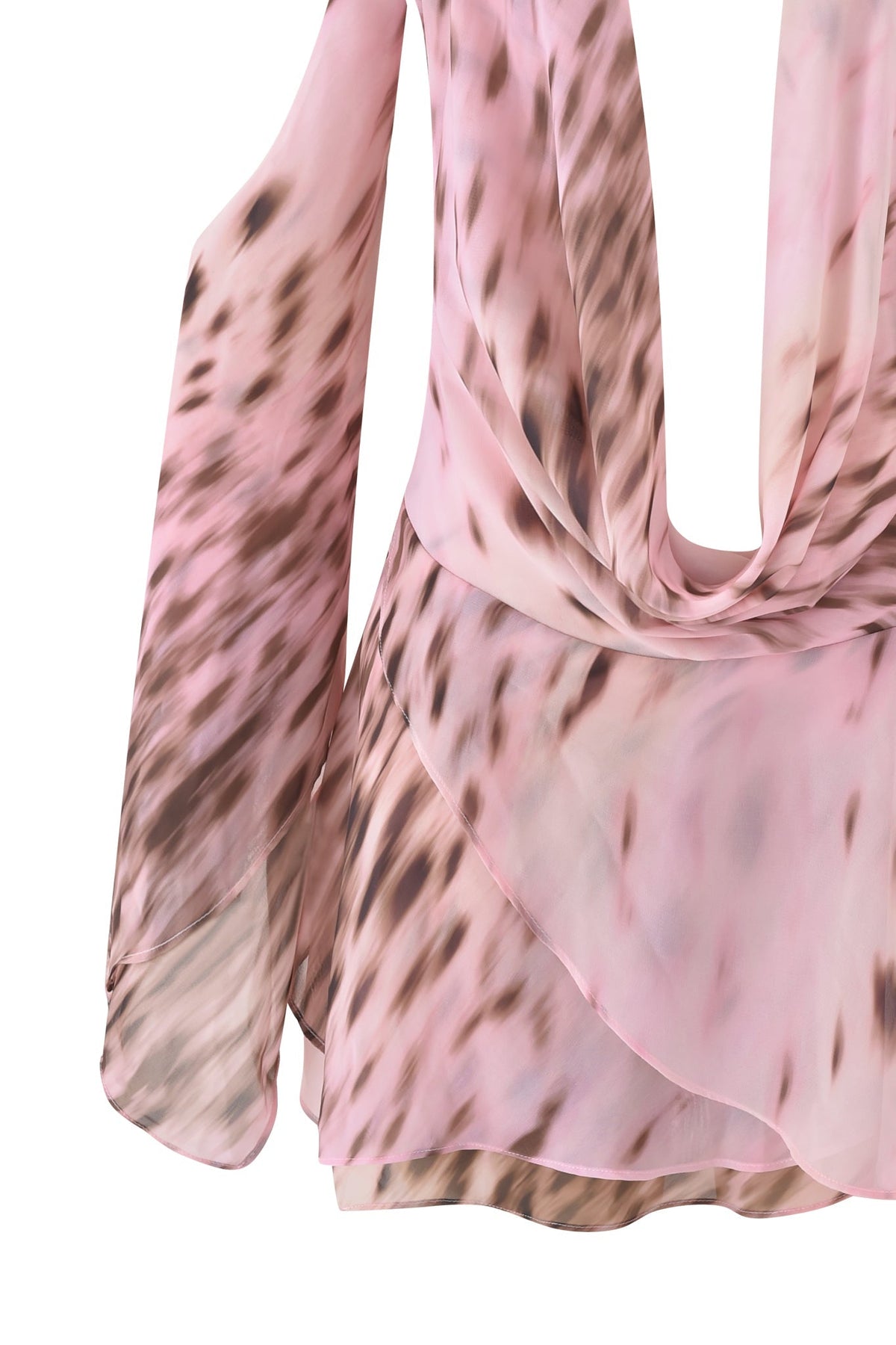 ROSANNA COWL HALTER MINI DRESS - BLURRED CHEETAH