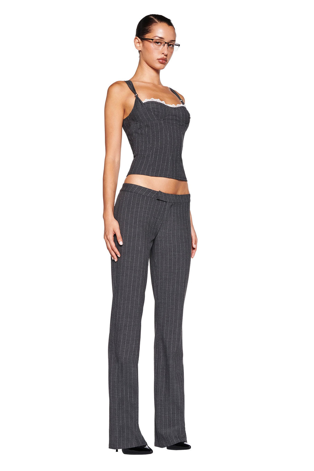 MARRION PANT - GREY : PINSTRIPE