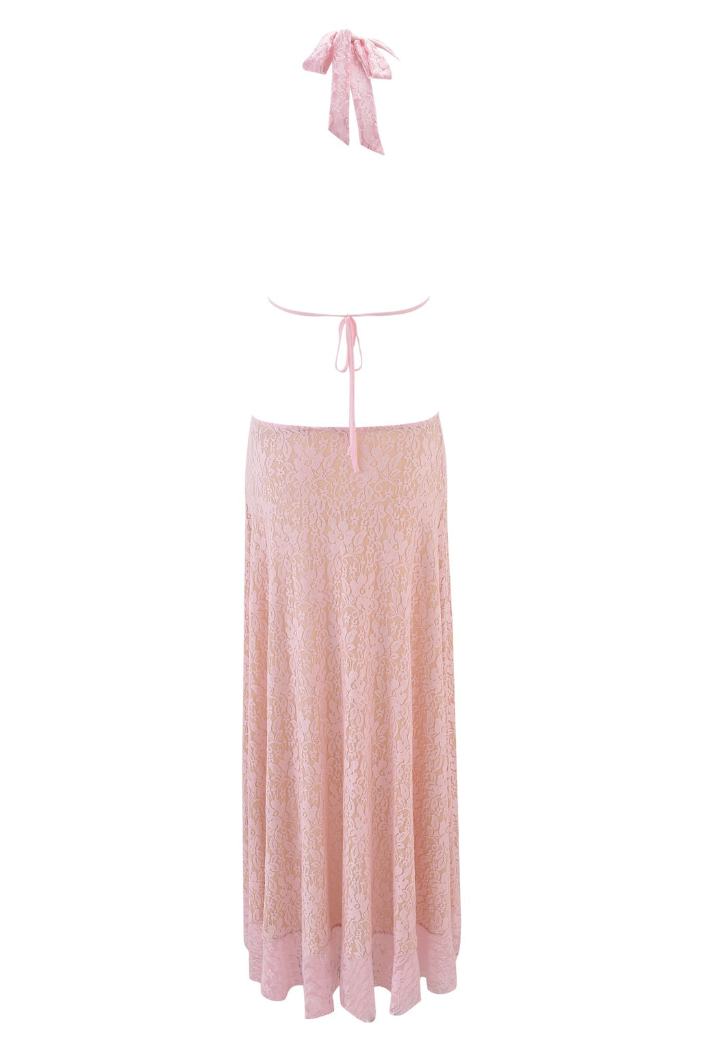 IRISIA LACE HALTER MAXI DRESS - BABY PINK