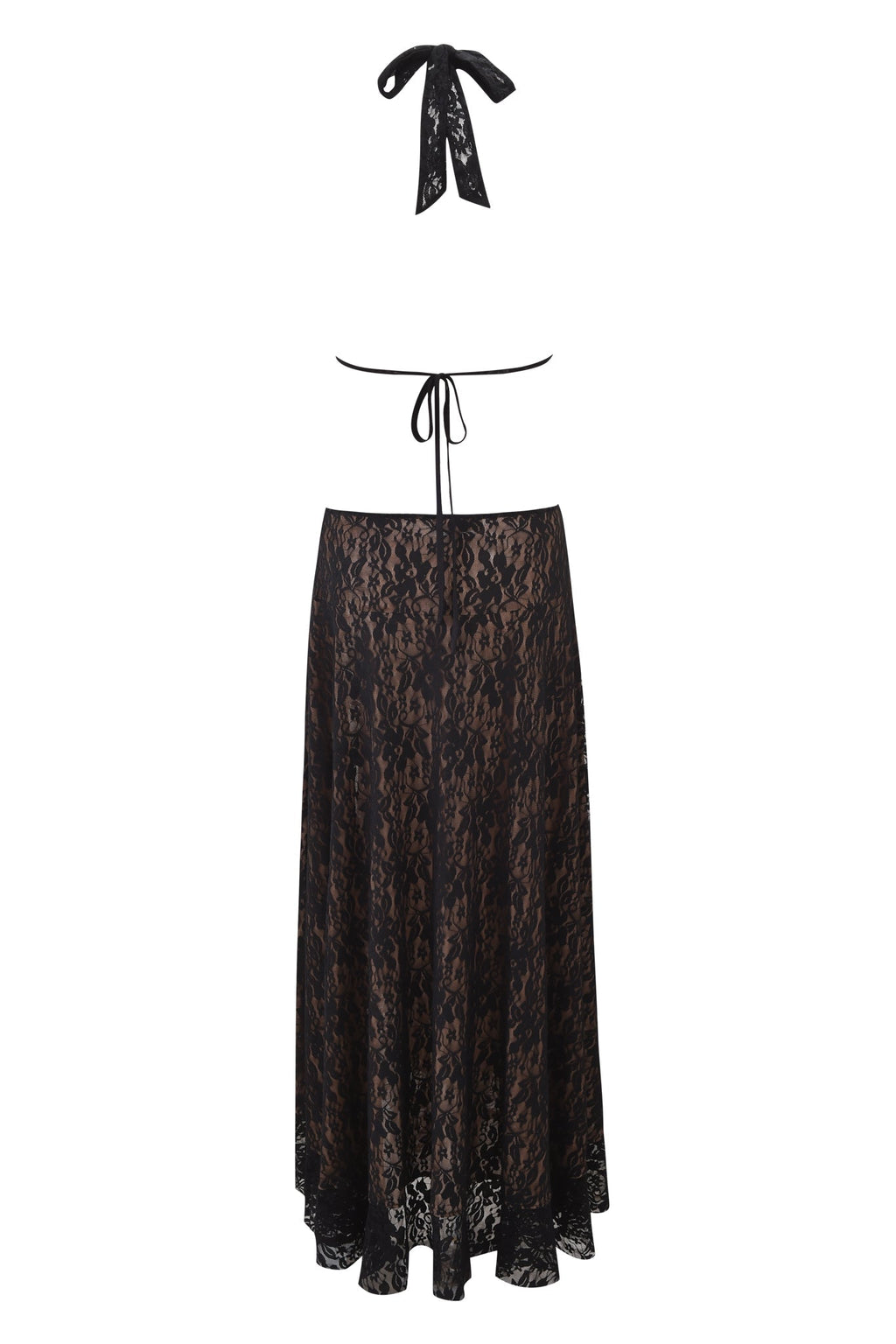 IRISIA LACE HALTER MAXI DRESS - BLACK