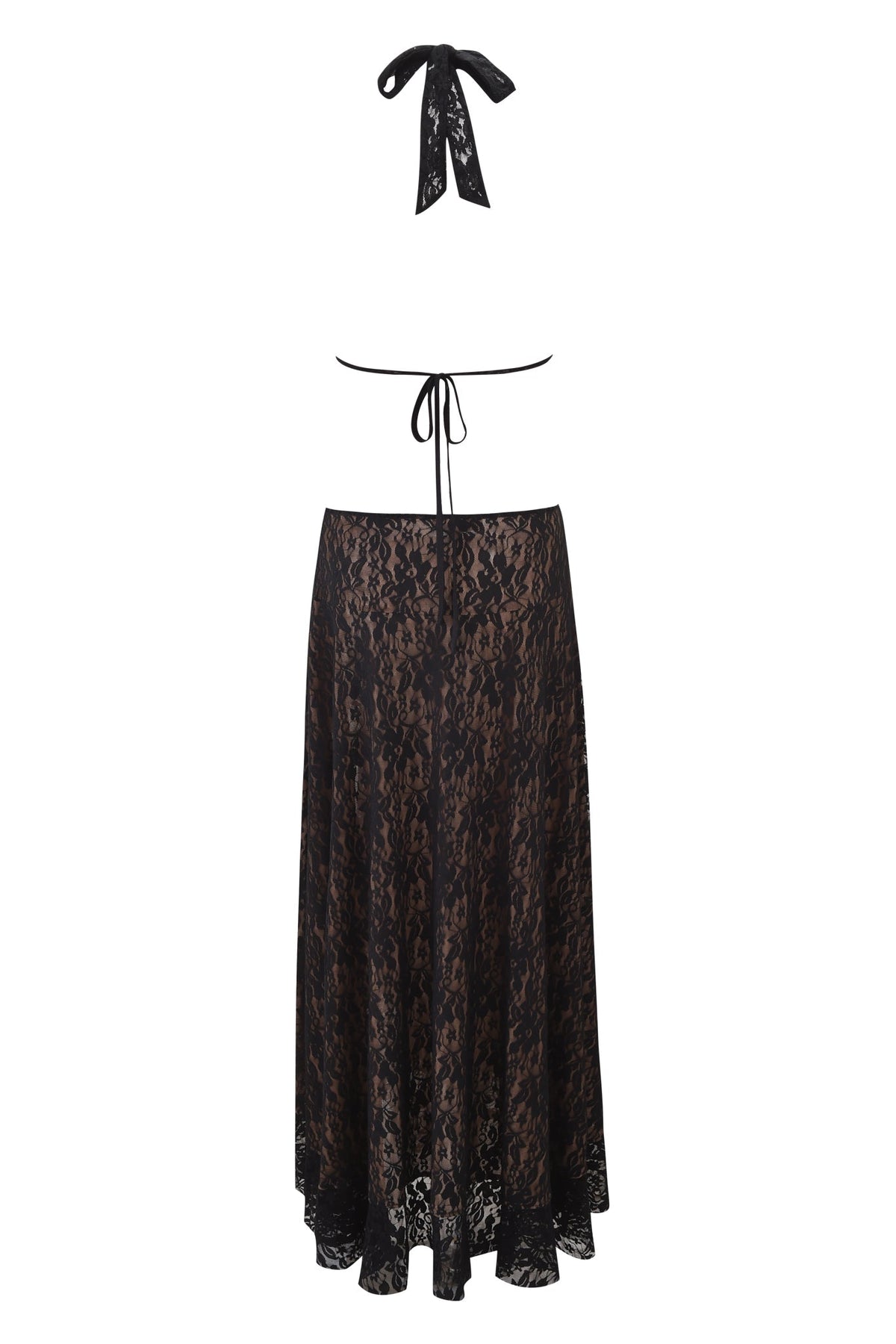 IRISIA LACE HALTER MAXI DRESS - BLACK