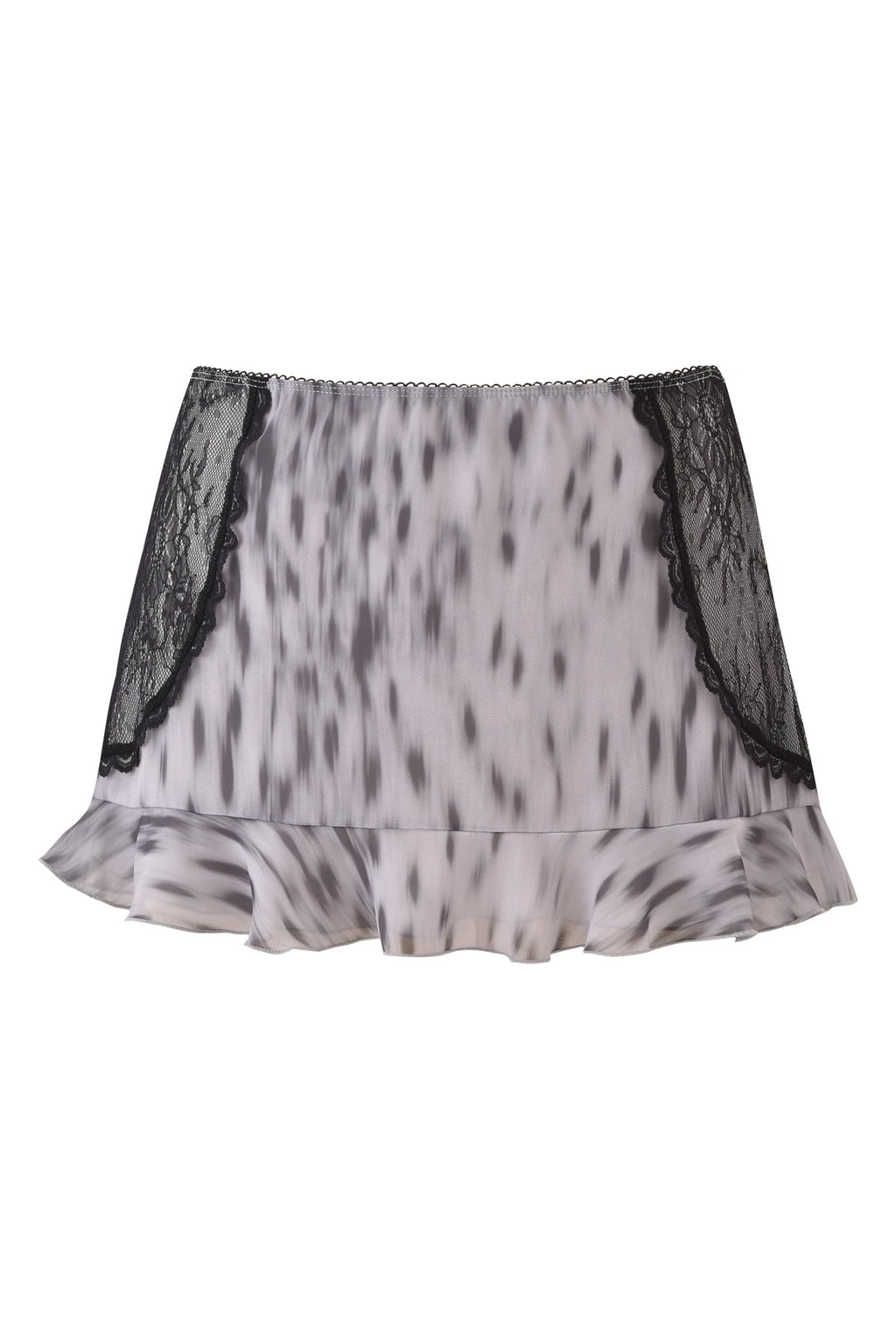COLETTE LACE PANEL MINI SKIRT - SNOW LEOPARD