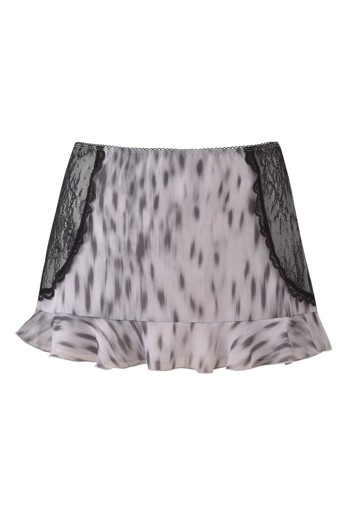 COLETTE LACE PANEL MINI SKIRT - SNOW LEOPARD