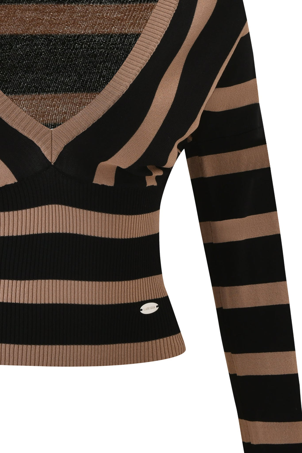 SUZI SWEATER - BLACK AND TAN STRIPE