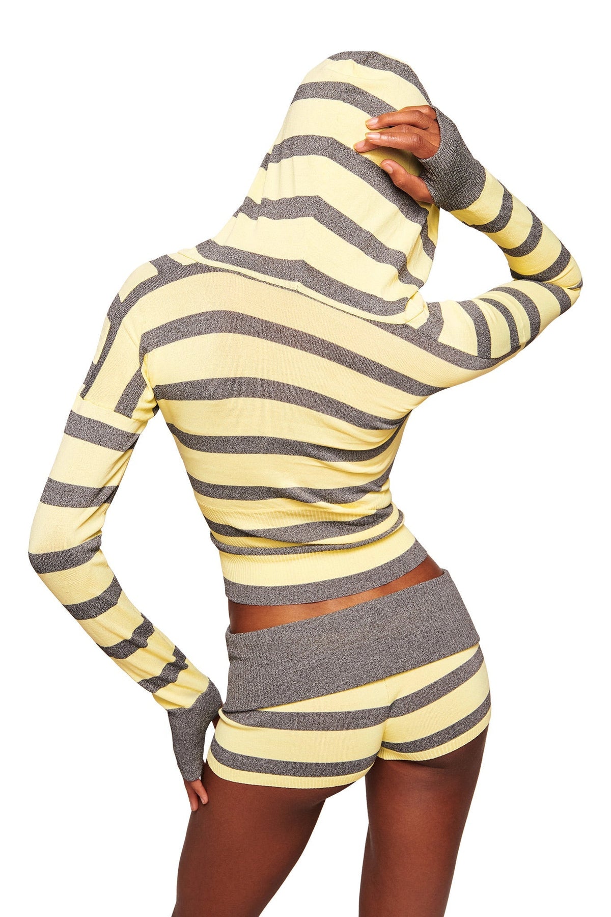 SUZI SWEATER - YELLOW AND GREY STRIPE