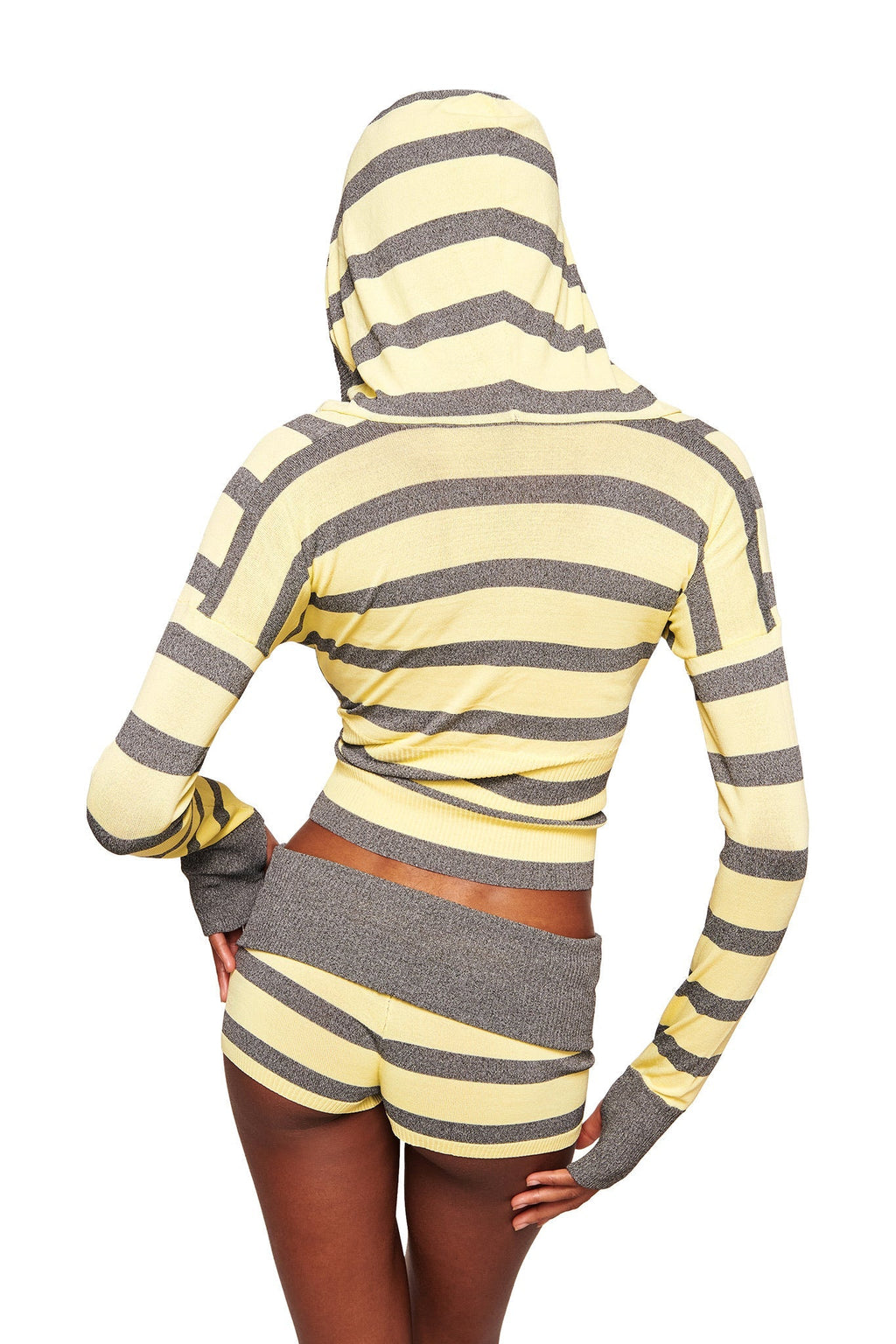 SUZI SHORT - YELLOW AND GREY STRIPE