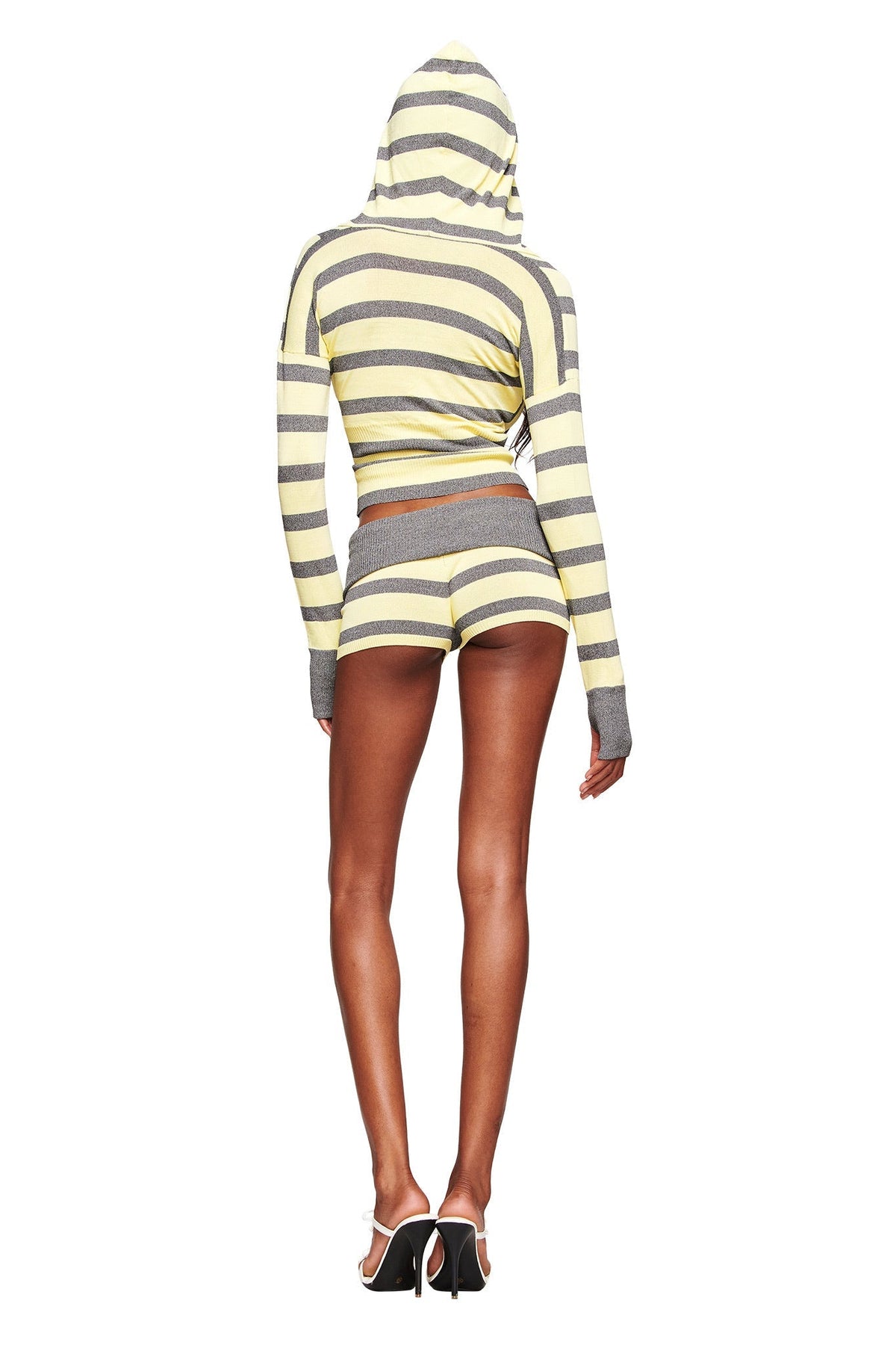 SUZI SHORT - YELLOW AND GREY STRIPE