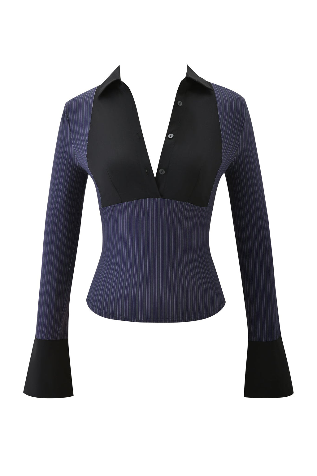 SHARAH TOP - BLUE PINSTRIPE