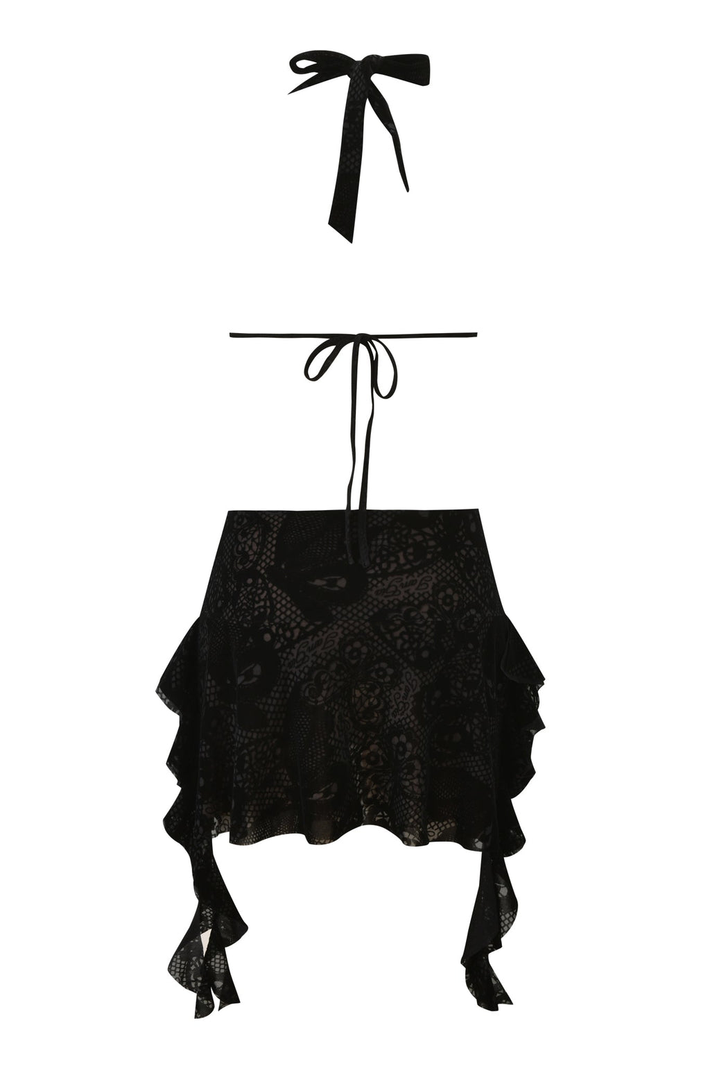 IRISIA MINI DRESS - BURN OUT BLACK