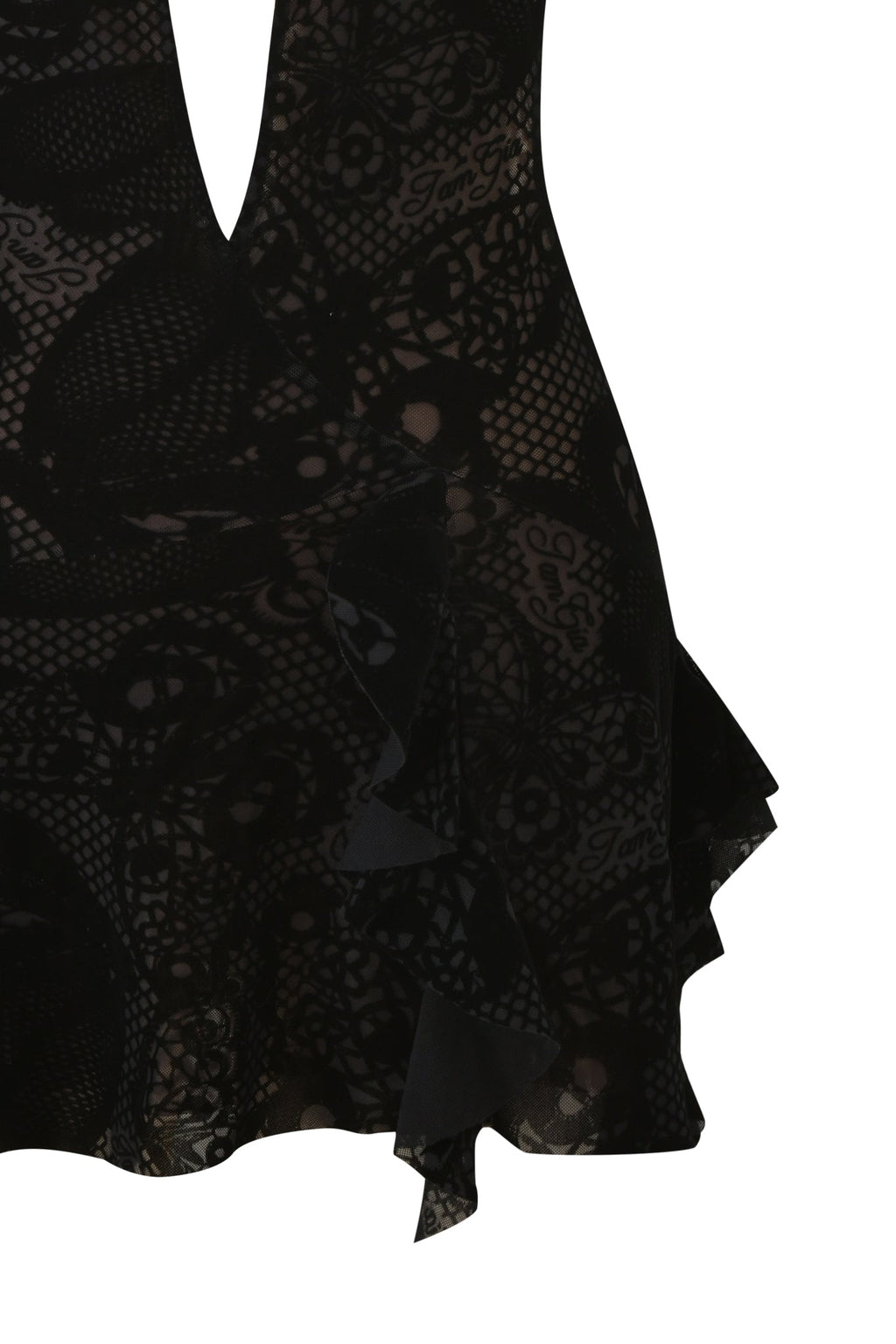 IRISIA MINI DRESS - BURN OUT BLACK