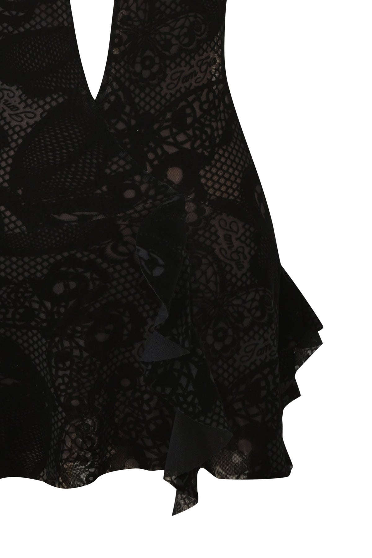 IRISIA MINI DRESS - BURN OUT BLACK