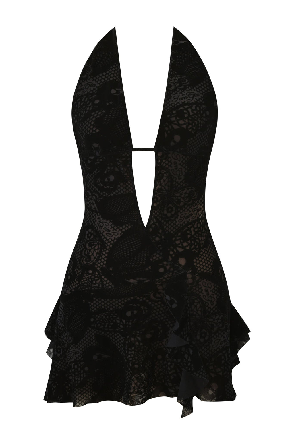 IRISIA MINI DRESS - BURN OUT BLACK