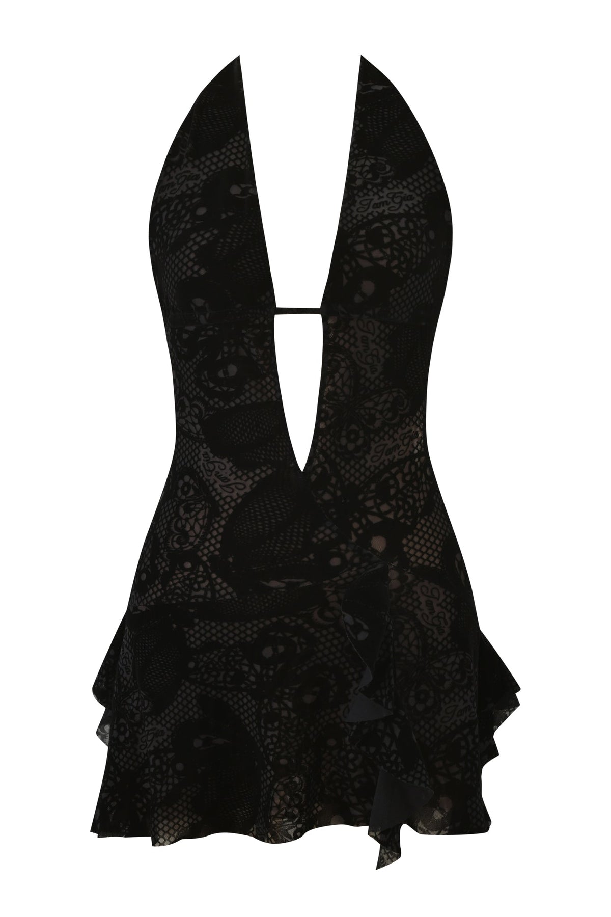 IRISIA MINI DRESS - BURN OUT BLACK