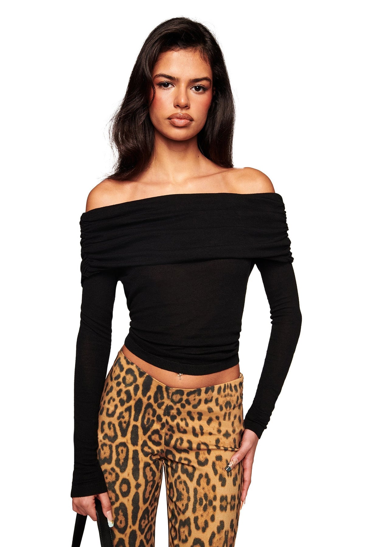 VEYRA LONG SLEEVE TOP - BLACK