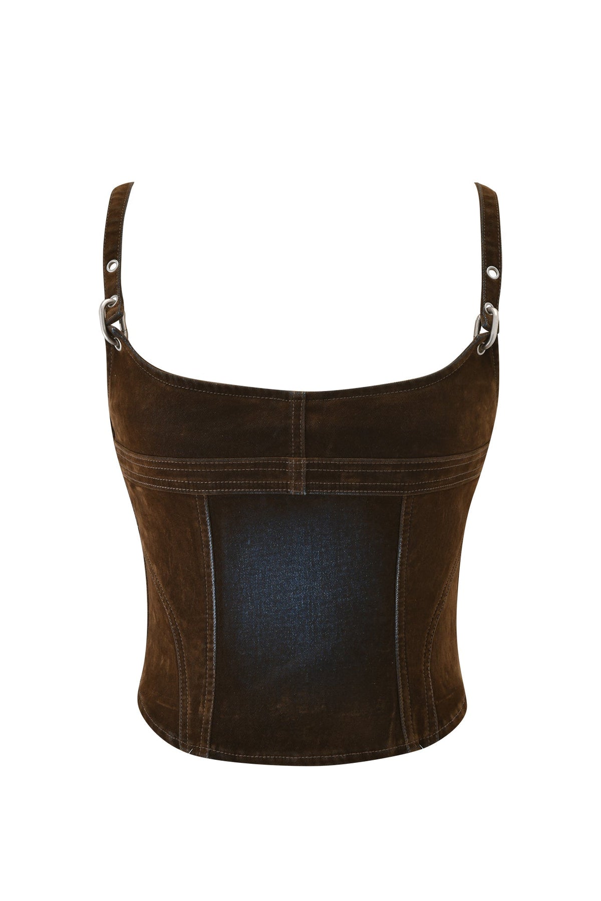 VIVAINE DENIM CORSET TOP - NEUTRAL