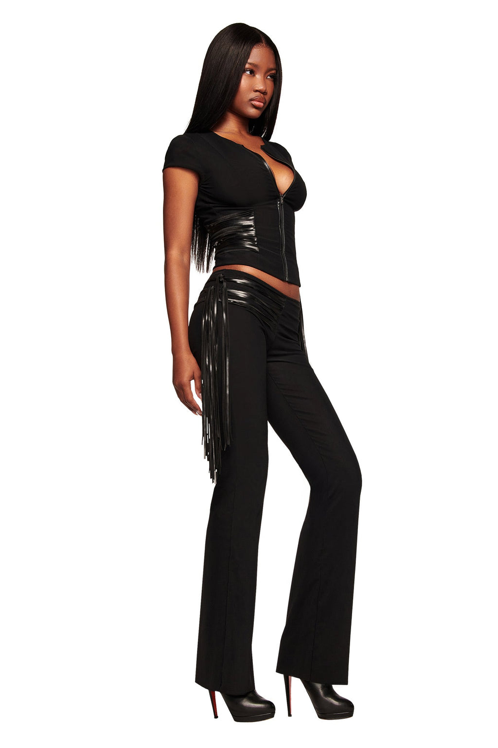 ISELDA FRINGE PANT - BLACK