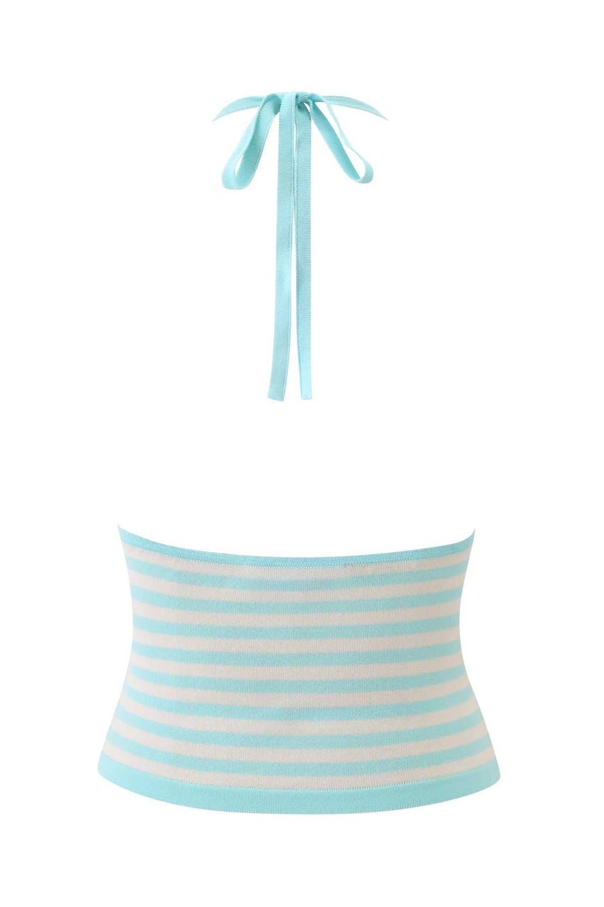 ZINNIA HALTER TOP - BLUE AND IVORY