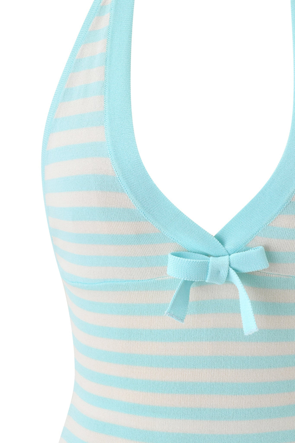 ZINNIA HALTER TOP - BLUE AND IVORY