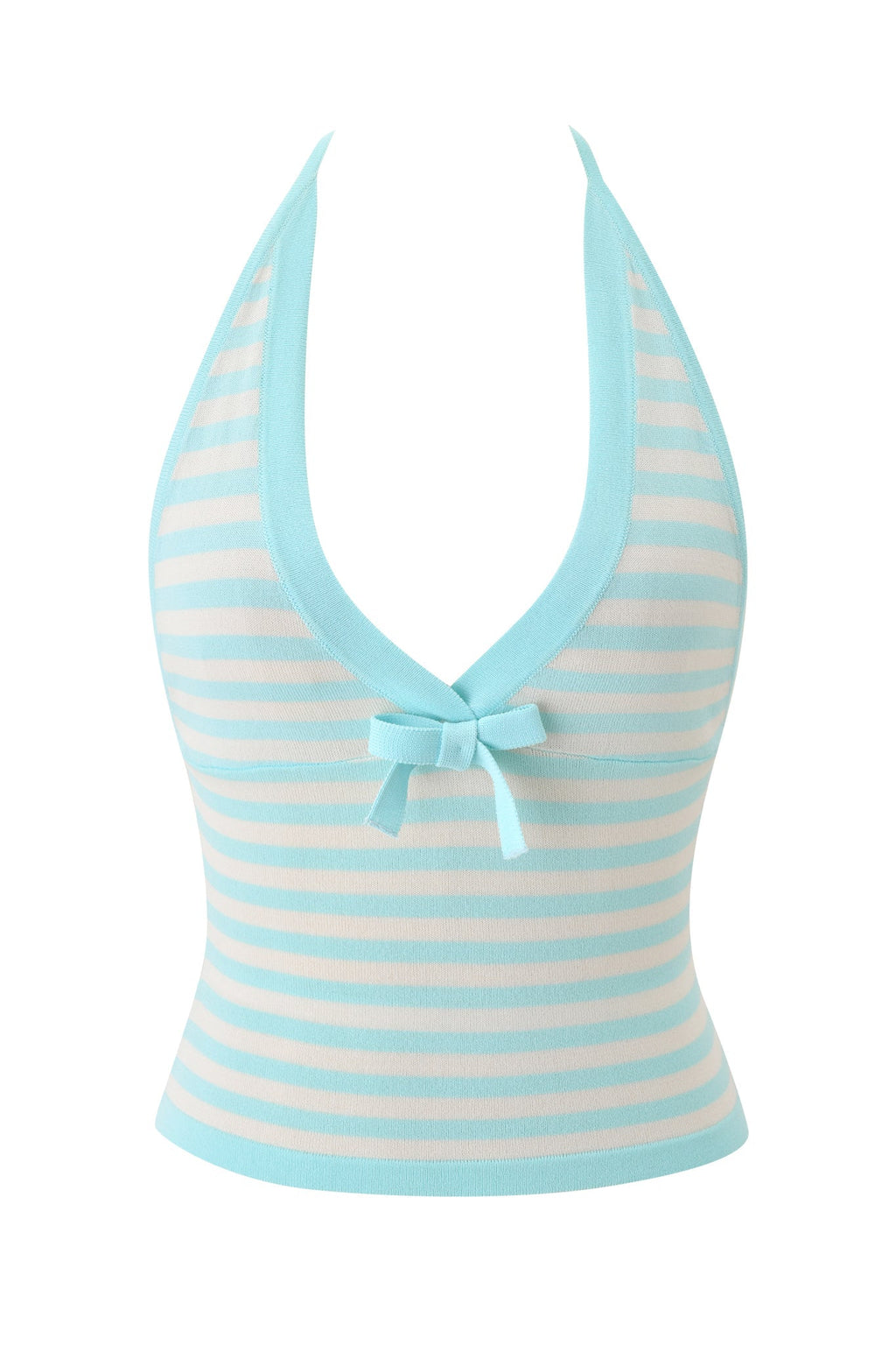 ZINNIA HALTER TOP - BLUE AND IVORY
