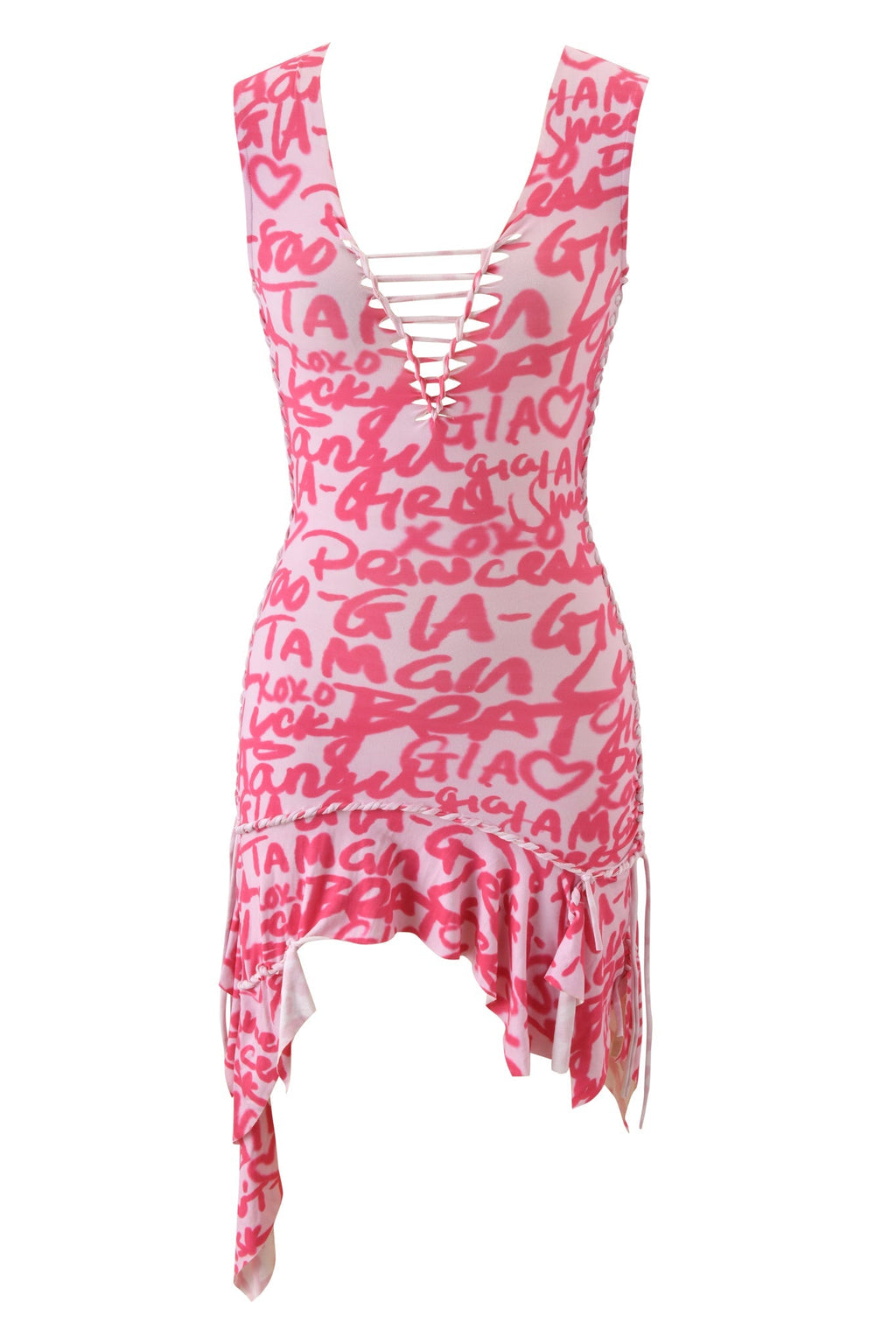 HONEY MACRAME MINI DRESS - PINK WRITING ON THE WALL