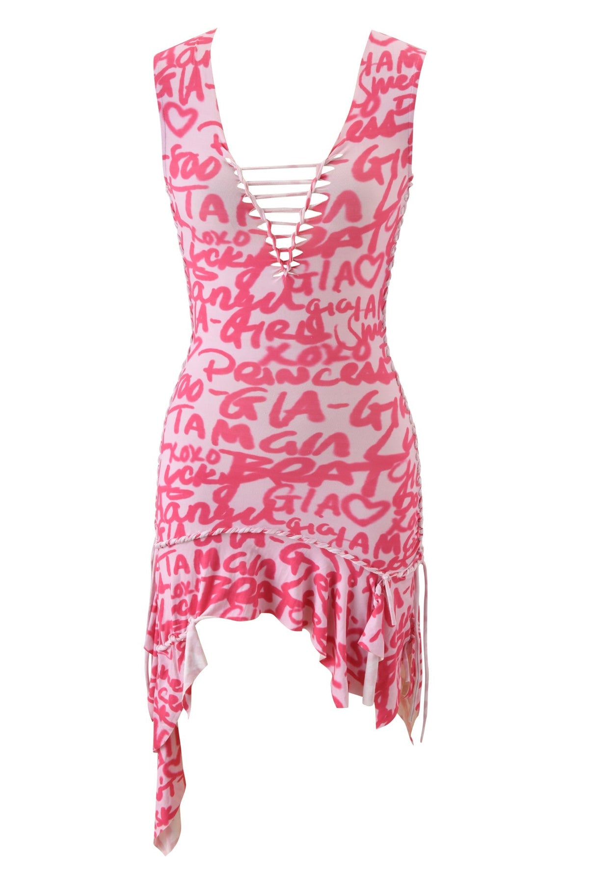 HONEY MACRAME MINI DRESS - PINK WRITING ON THE WALL