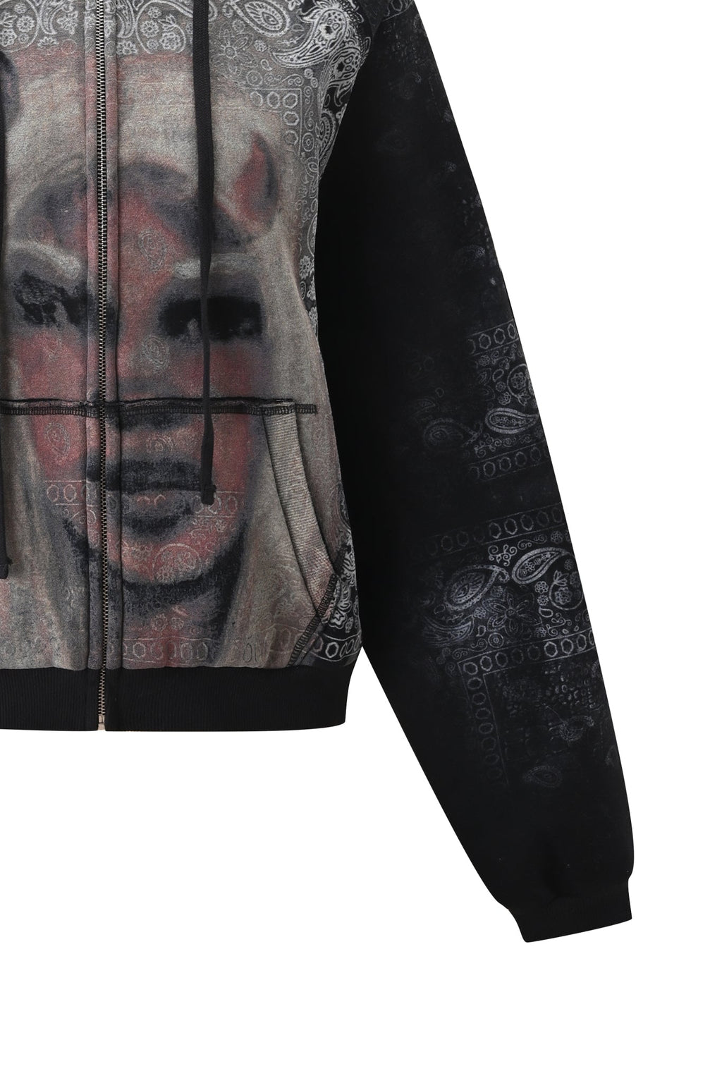 T-REX ZIP THRU HOODIE - BLACK BANDANA
